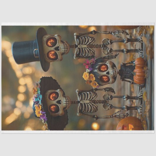 Papier Mousseline Famille de squelettes de découpage (Recto)