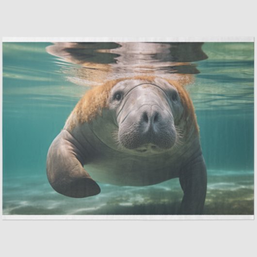 Papier Mousseline Famille Manatee Océanique Découpage (Recto)