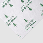 Papier Mousseline Famille Noël Vert Aquarelle Pine Tree (Détail)