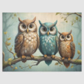 Papier Mousseline Famille Owl sur une succursale (Recto)