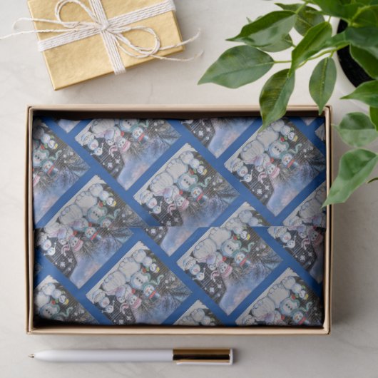 Papier Mousseline Famille Snowman (Cadeau)