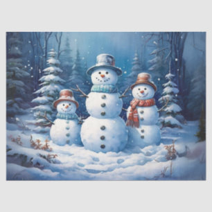 Papier Mousseline Famille Whimsman de neige en Snowy paysage Découpe