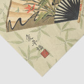 Papier Mousseline Fan de geisha avec le feuille et l'impression (Détail)