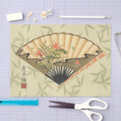 Papier Mousseline Fan de geisha avec le feuille et l'impression (Artisanat)