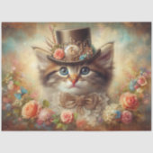 Papier Mousseline Fancy Elegant Feline Floral Decoupage  (Recto)