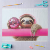 Papier Mousseline Fanky Sloth avec casque rose et boule disco (Artisanat)