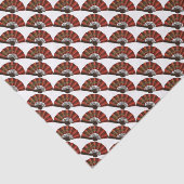 Papier Mousseline Fans antiques japonaises rouges (Détail)