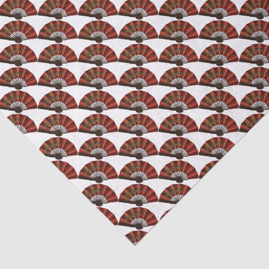 Papier Mousseline Fans antiques japonaises rouges (Détail)