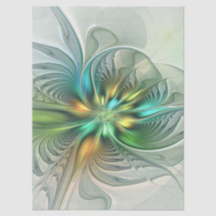 Papier Mousseline Fantaisie Abstraite Moderne Fleur Fractale Colorée