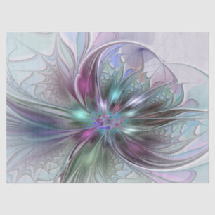 Papier Mousseline Fantaisie Abstraite Moderne Fleur Fractale Colorée