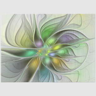 Papier Mousseline Fantaisie de fleurs colorées moderne abstraite fra