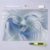Papier Mousseline Fantaisie dynamique Abstrait Tons bleus Art fracta (Artisanat)