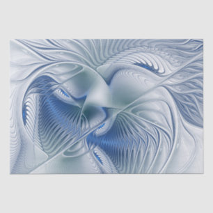 Papier Mousseline Fantaisie dynamique Abstrait Tons bleus Art fracta