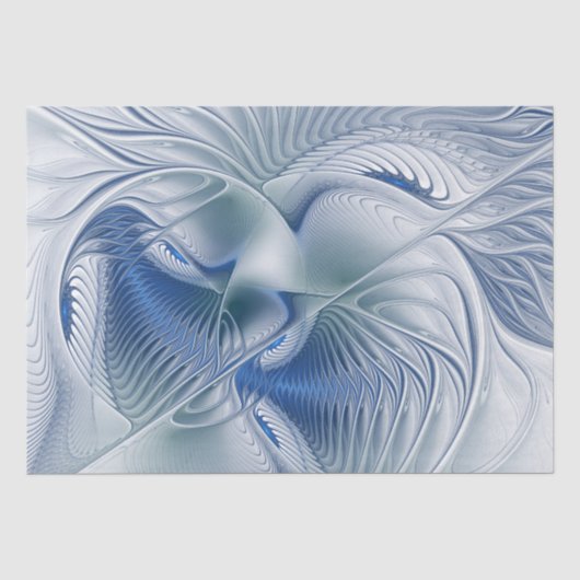 Papier Mousseline Fantaisie dynamique Abstrait Tons bleus Art fracta (Recto)