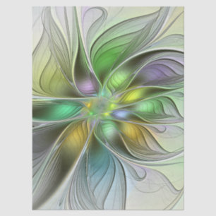Papier Mousseline Fantaisie florale colorée abstraite moderne fracta
