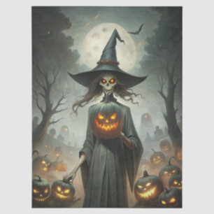 Papier Mousseline Fantastique Fantôme Gothique Sorcière, Citrouilles