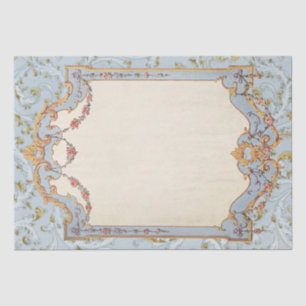Papier Mousseline Fantastique Vintage français Cadre bleu or Rose
