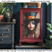Papier Mousseline Fantasy Dark Gothic Alice Portrait DW5B Decoupage