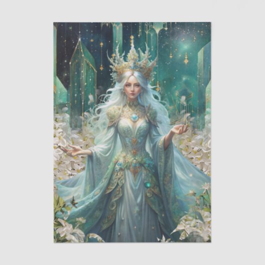 Papier Mousseline Fantasy Emerald Queens of the Forest Decoupage (Recto)