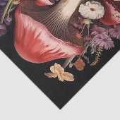 Papier Mousseline Fantasy Mushrooms and Flowers on Black Background (Détail)