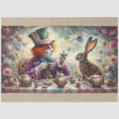 Papier Mousseline Fantasy Tea Party Wonderland Hatter Hare Decoupage (Recto)