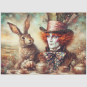 Papier Mousseline Fantasy Wonderland Hatter Hare Tea Time Decoupage (Recto)