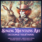 Papier Mousseline Fantasy Wonderland Hatter Hare Tea Time Decoupage