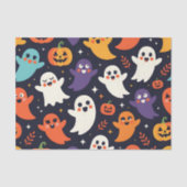 Papier Mousseline Fantômes amicaux et Motif Citrouille d'Halloween (Recto)