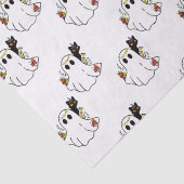 Papier Mousseline Fantômes blancs et chats noirs Halloween blanc (Détail)