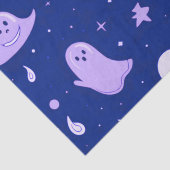 Papier Mousseline Fantômes blancs et violets Étoiles Bleu Halloween (Détail)