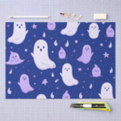 Papier Mousseline Fantômes blancs et violets Étoiles Bleu Halloween (Artisanat)