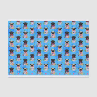 Papier Mousseline Faon et fleurs noires de carlins au printemps