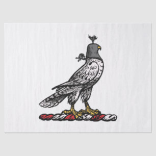 Papier Mousseline Faucon de chasse héraldique portant une capuche de
