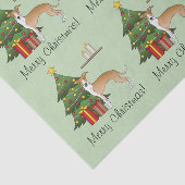 Papier Mousseline Faune Et Blanc Italien Greyhound & Arbre De Noël (Détail)