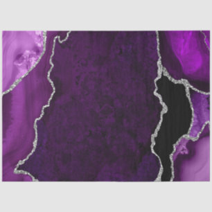 Papier Mousseline Faux agate violet et argenté