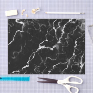 Papier Mousseline Faux Black Marble Texture Look