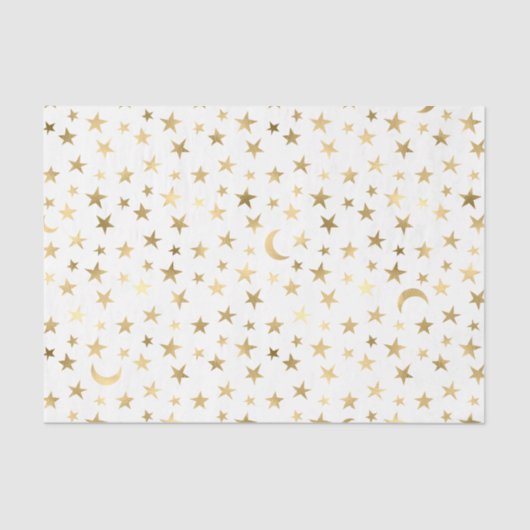 Papier Mousseline Faux Foil Gold Moon and Stars (Recto)