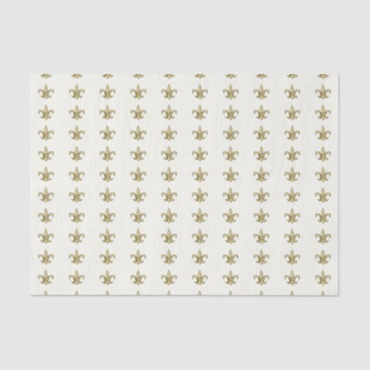 Papier Mousseline Faux Gold FleurDeLis en ivoire (Recto)