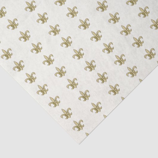 Papier Mousseline Faux Gold FleurDeLis en ivoire (Détail)