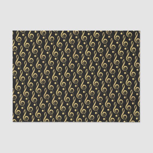 Papier Mousseline Faux Gold Foil Treble Clef Musical Tissu Papier (Recto)
