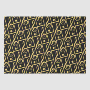 Papier Mousseline Faux Gold Foil Treble Clef Musical Wrapper Papier