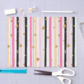 Papier Mousseline Faux Gold Hearts & Stripes Motif à main 2 (Artisanat)