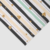 Papier Mousseline Faux Gold Hearts & Stripes Motif dessiné à la main (Détail)