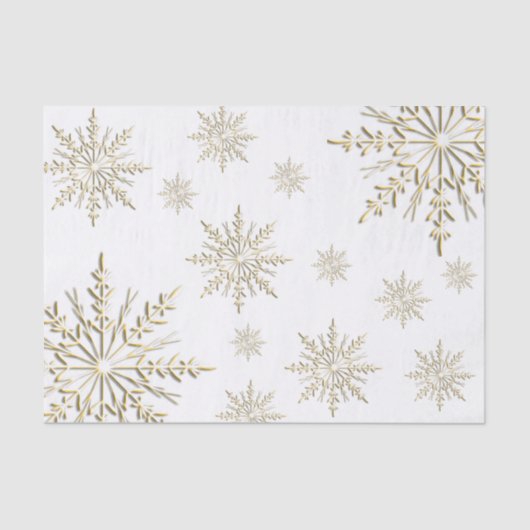 Papier Mousseline Faux Gold Snowflics sur blanc (Recto)