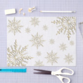 Papier Mousseline Faux Gold Snowflics sur blanc (Artisanat)