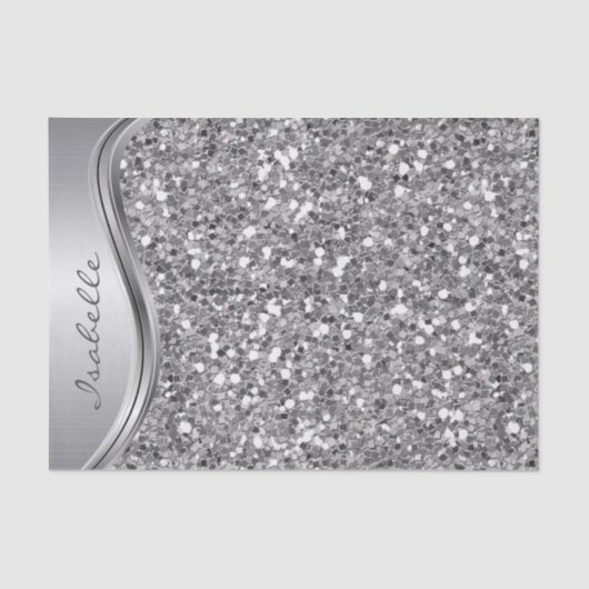 Papier Mousseline Faux Parties scintillant en argent Glam Bling Méta (Recto)