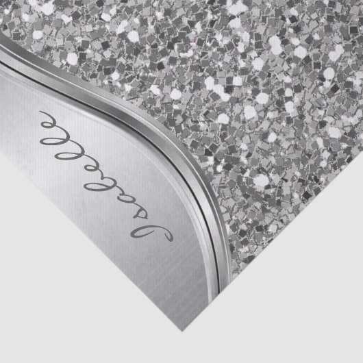 Papier Mousseline Faux Parties scintillant en argent Glam Bling Méta (Détail)