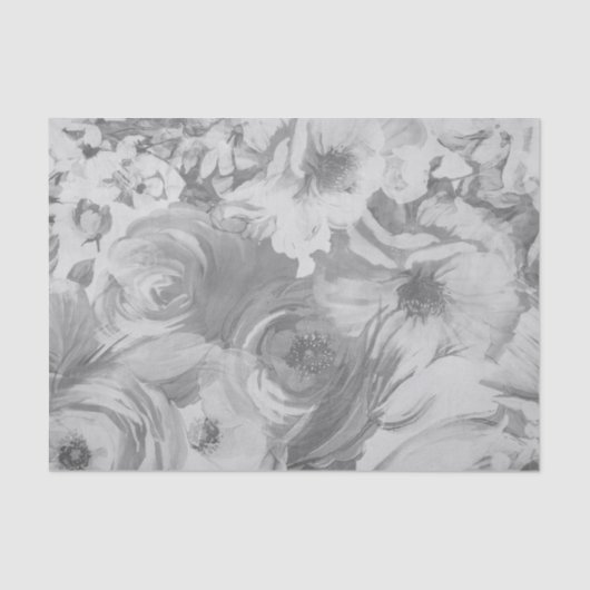 Papier Mousseline Faux peint Floral | Noir et blanc (Recto)