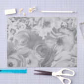 Papier Mousseline Faux peint Floral | Noir et blanc (Artisanat)
