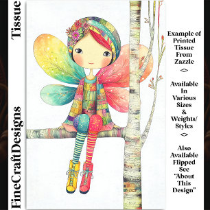 Papier Mousseline Fée aux Cheveux Rouges Bohème Fantaisiste DH1LF Dé